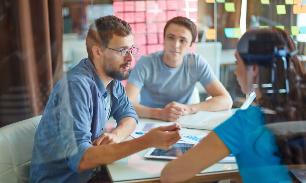 group meeting young man beard